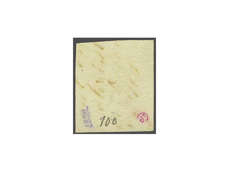 15 cent donkeroranje pos. 100 met hoekvelrand, pracht ex. (stempel deugt vermoedelijk niet)