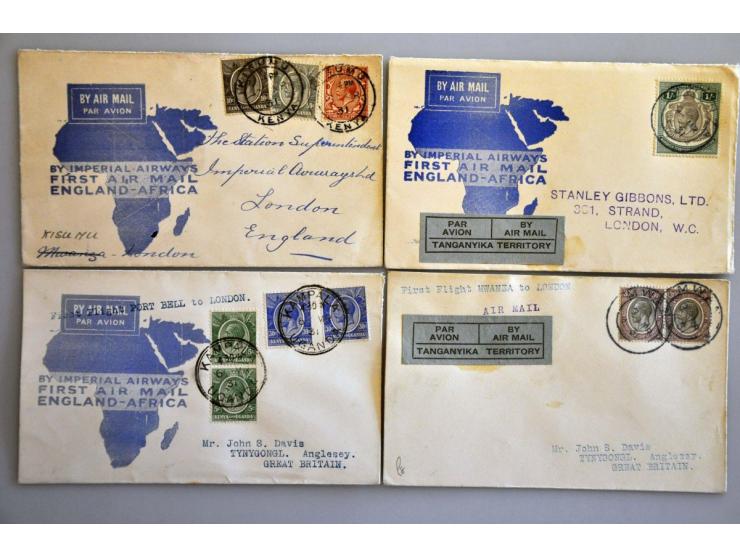 mainly early (1st) flight covers with Kenya Uganda, Tanganyika, Sudan, Egypt, Great Britain and some other countries, total c