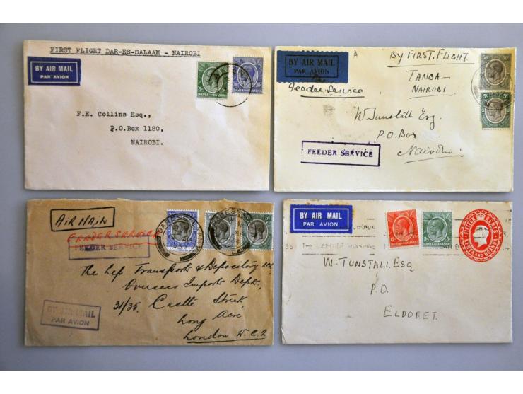 mainly early (1st) flight covers with Kenya Uganda, Tanganyika, Sudan, Egypt, Great Britain and some other countries, total c
