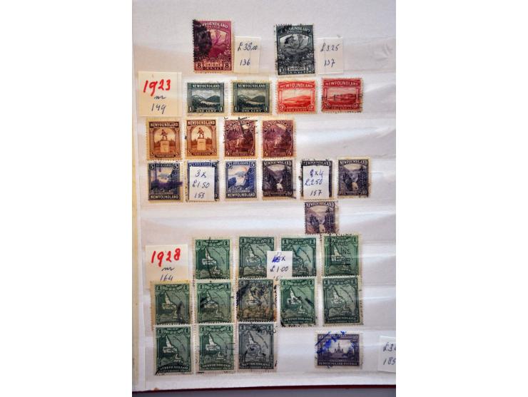 1866-1984 including duplicates and some New Foundland in 3 stockbooks and 1 Harris album 