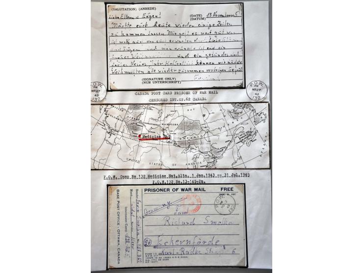 World War II, collection with a.o. POW post, slogans and lots of documentation in 5 binders