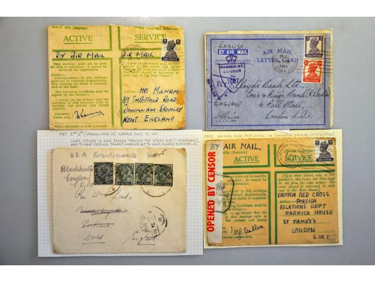 collection of covers and postal stationery, used and unused, some with militairy censors and FPO cancels, in small album
