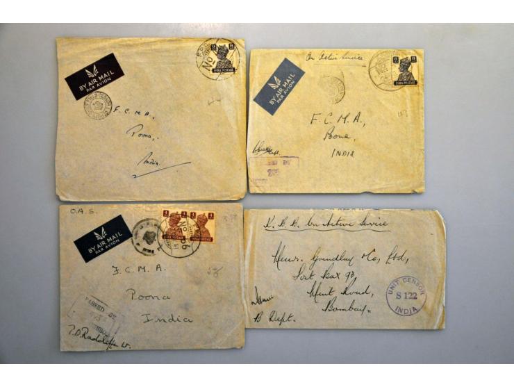 collection of covers and postal stationery, used and unused, some with militairy censors and FPO cancels, in small album