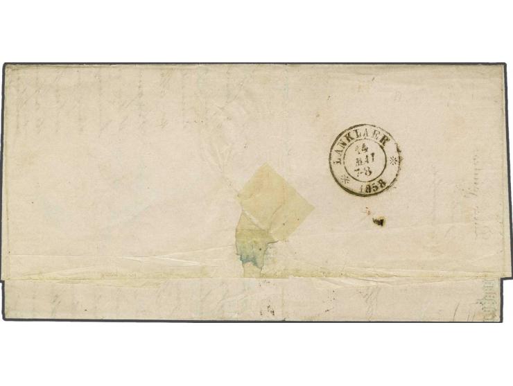 10 cent rood plaat V op vouwbrief van Maastricht 12-5-1858 naar Boorsheim (thans Boorsem in de gemeente Maasmechelen). Grenst