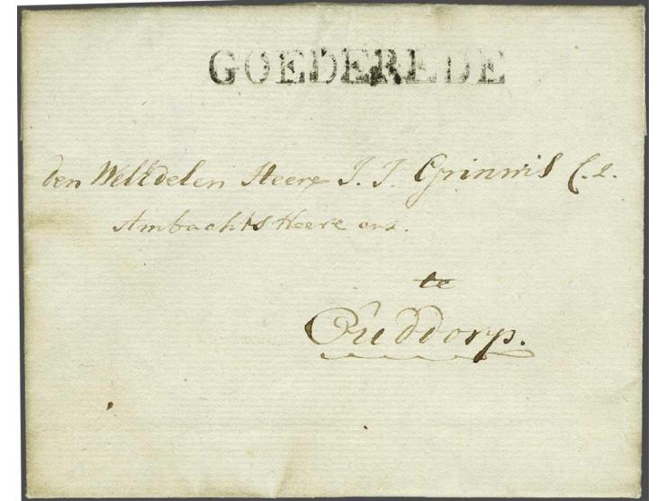  GOEDEREEDE vrijwel pracht afdruk Massanstempel in zwart op brief 31 Januari 1811 naar Ouddorp zonder portaanduidingen, 7 ex.