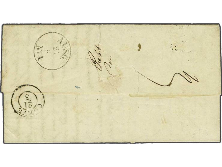 Bommel B (Ey 600) op 15 cent donkeroranje op vouwbrief 19-5-1852 via Kleef naar Krefeld, pracht ex. (brief enkele vouwtjes en