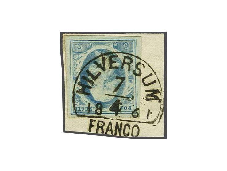 Hilversum C (Ey 125) mooi op 5 cent blauw plaat IV pos. 4 op fragment, pracht ex.