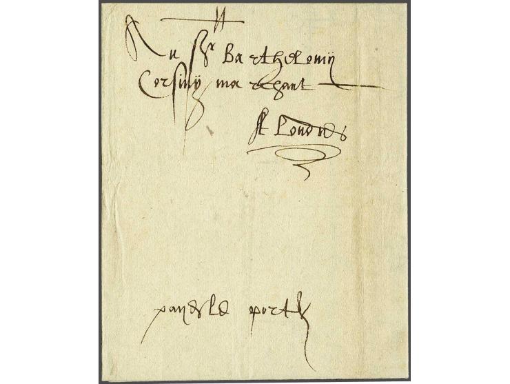 Complete frisse brief van Middelburg 3 februari 1591 naar Corsini te London, geschreven payez le porteur