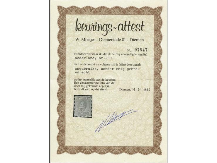 15 cent oranjebruin tanding 12½ x 12 grote gaten, pracht ex. met certificaat Moeijes 1989, cat.w. 770