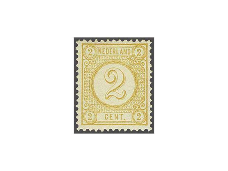 2 cent okergeel tanding 12½ grote gaten met certificaat Vleeming 2011, cat.w. 400