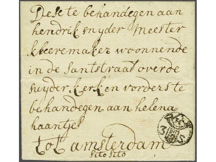3-stuiver H (Adema H5) pracht afdruk op frisse brief 's Haage 4 july 1761 naar Amsterdam, geschreven sito sito doch geen indi