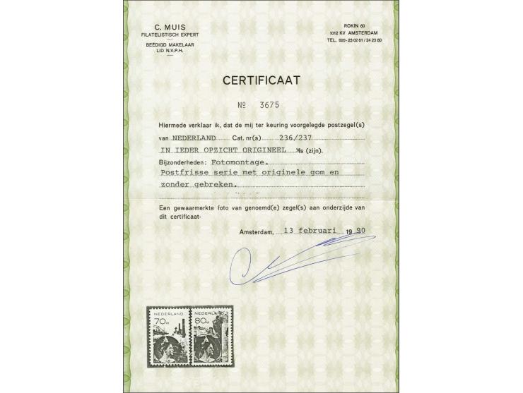 Fotomontage 70 en 80 cent met certificaat Muis 1990, cat.w. 575