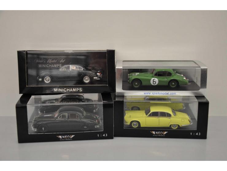 Jaguar XK 140 Le Mans 1956, Spark Models, 1:43, green, Excellent (sticker on bonnet partly removed), Jaguar Mk II Saloon 1959