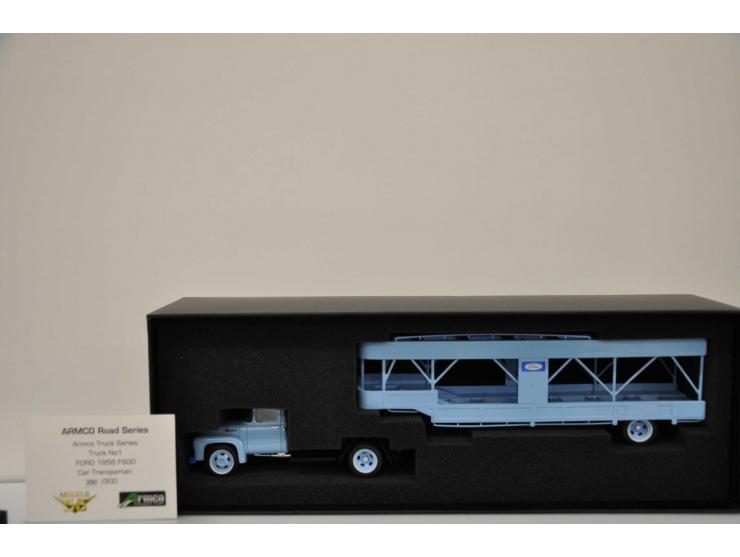 Ford 1956 F600 Car Transporter, ARMCO Road Series, No 290 of 300, 1:43, blue, Near Mint (box slightly damaged).