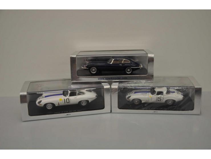 Jaguar E #15 Le Mans 1963, Spark Models, 1:43, white, Mint, Jaguar E #10 Le Mans 1962, Spark Models, 1:43, white, Near Mint (