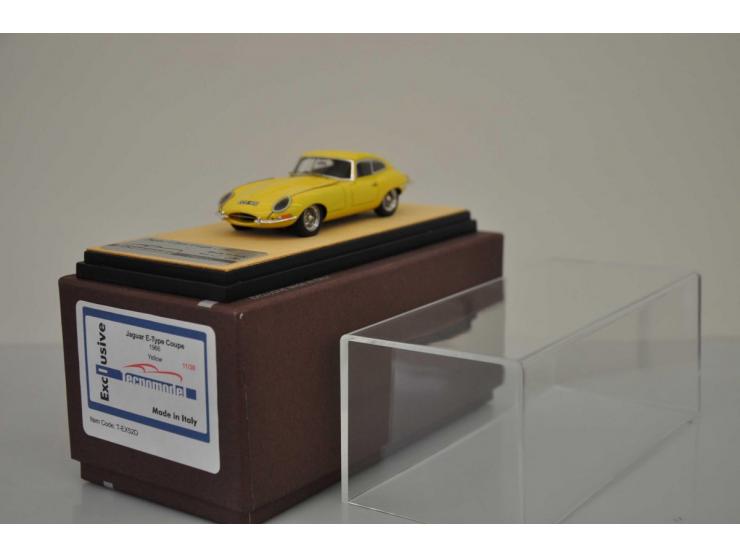 Jaguar E-Type Coupé 1961, Tecnomodel, No 11 of 30, 1:43, yellow, Excellent (strip on bonnet bit loose, middle wiper bit loose
