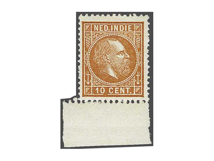 Willem III 10 cent oranjebruin tanding 12½ grote gaten met velrand, pracht ex. met attest Vleeming 2019  