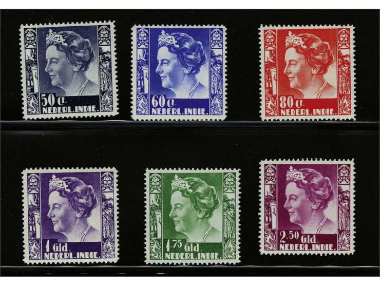 Kreisler 50 cent donkergrijs t/m 2½ gulden roodviolet zonder watermerk (nr. 207 hoekvouwtje), cat.w. 400   