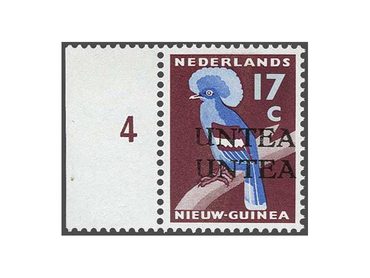 UNTEA 17 cent met variëteit dubbele opdruk met velrand, uiterst miniem getint, cat.w. 250