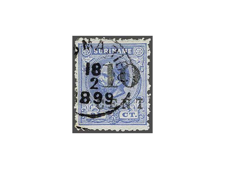 Hulpuitgifte 10 op 25 cent ultramarijn tanding 12½ x 12 type I met opdrukfout gebroken T, pracht ex. met certificaat Vleeming