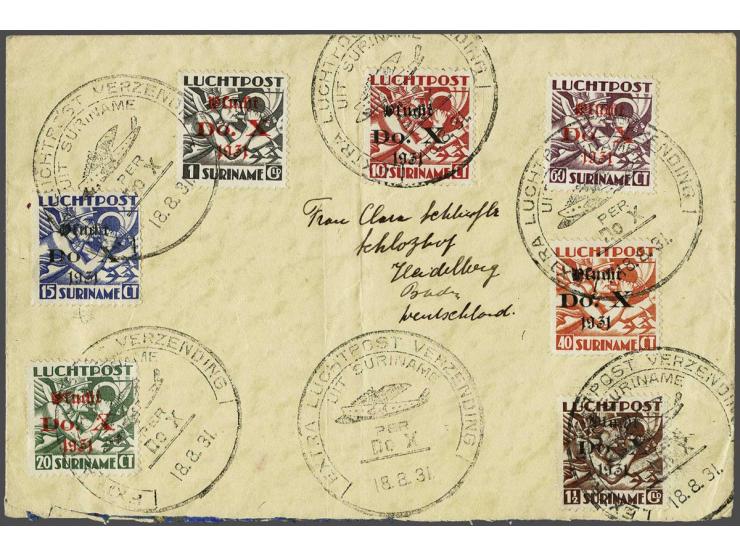 Vlucht Do.X  opdruk op 10 cent-1½ gulden op envelop naar Heidelberg, speciaal LUCHTPOST Do.X stempel 18.8.31 (laatst mogelijk