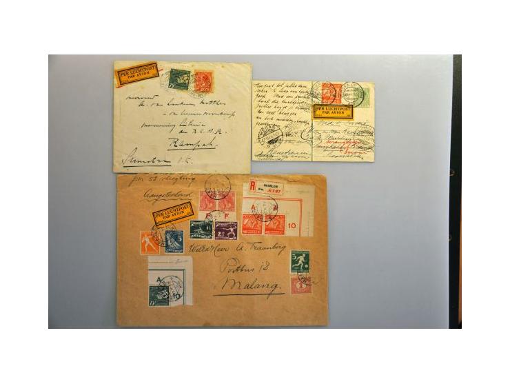 collectie speciale vluchten (ruim 150 ex.) met beter materiaal w.b. iets buitenland (o.a. Zeppelinpost) in 2 albums