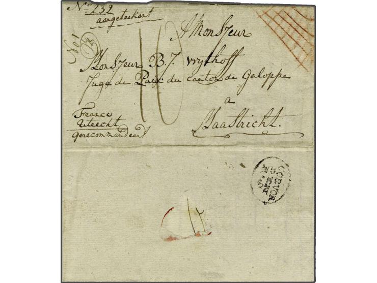 Coevorder postwagen, vrijwel pracht afdruk ovaal COEVORDEN R.S (postmeester Roelof Somer) op aangetekende brief Coevorden-Maa