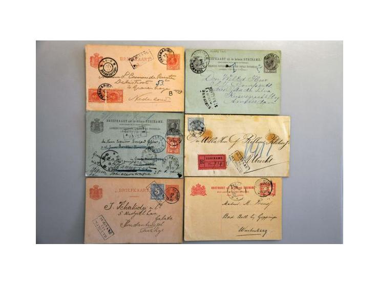 5 poststukken 1923 met VLIEGPOST stempels Batavia, Bandoeng en Weltevreden w.b. krantenbandje met 5 ex. 1 cent en dubbelbrief