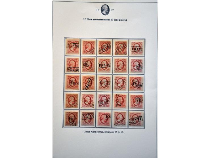 Complete plaatreconstructie van de 10 cent rood plaat X in over het algemeen goede kwaliteit