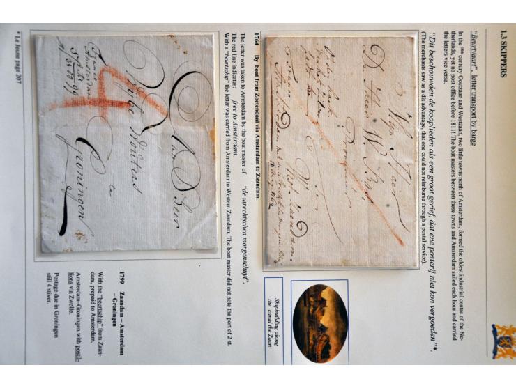 Binnenlandse scheepspost, 4 poststukken resp. omslag Hulst-Haerlem 1797 met Franco tot Haerlem en geschreven vooruit betaald 