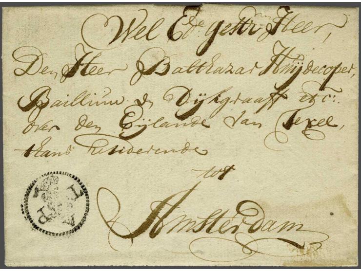 Frisse brief Texel-Amsterdam 30 maart 1755 met pracht afdruk ATP 6 St. stempel