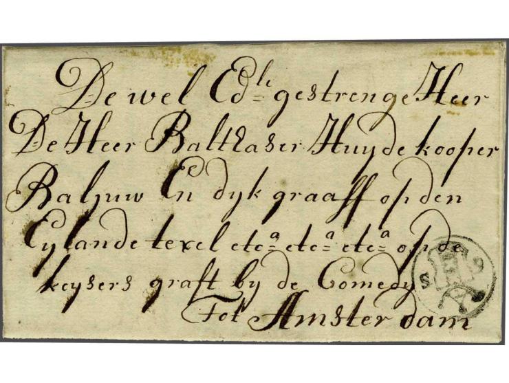 Frisse brief Texel-Amsterdam 6 maart 1739 met pracht afdruk 6 S T stempel
