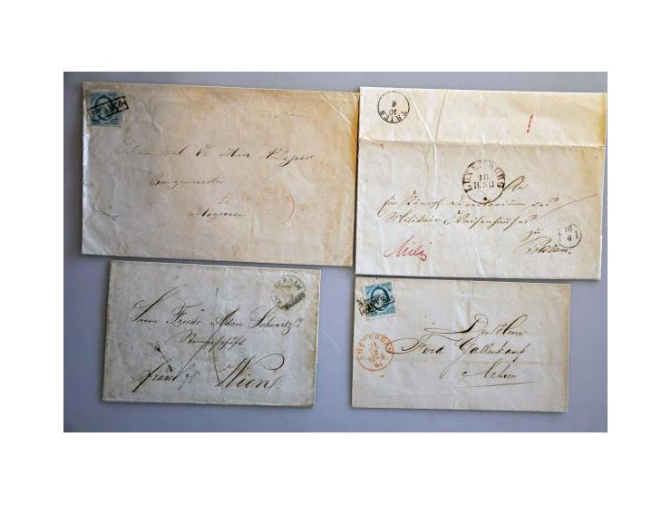 poststukken (ca. 500 ex.) w.b. port, dienst, pakketkaarten, 3e emissie, De Ruyter etc. in doos