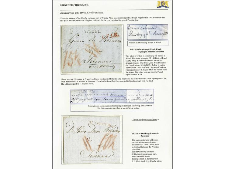 2 brieven Duisburg-Sevenaar 1810, resp. in Wesel gepost met departementstempel 105 WESEL, en rechtstreeks, verschillende rout