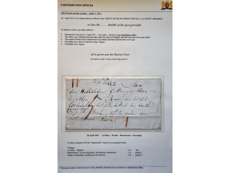 7 poststukken met departementstempels 1811-1813 w.b. combinatie met distributie ZVVAMMERDAM, 122 HEERENVEEN op wikkel met bri