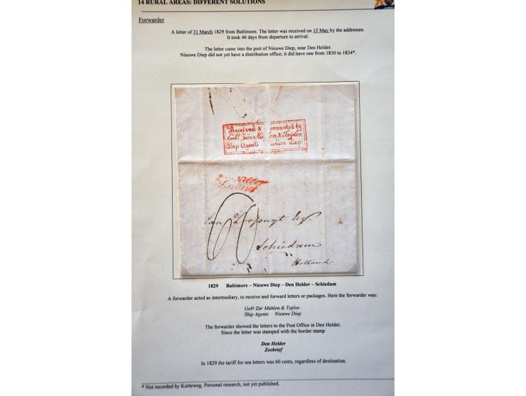 Divers vervoer, 7 poststukken w.b. rood Received & Forwarded/ Gebs Zür Mühlen & Taÿlor/ Ship agents Nieuwe Diep, per trein w.