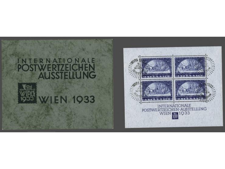 Minisheet WIPA 4x 50 groschen dark blue on granite paper, very fine in original booklet, cat.v. 3000