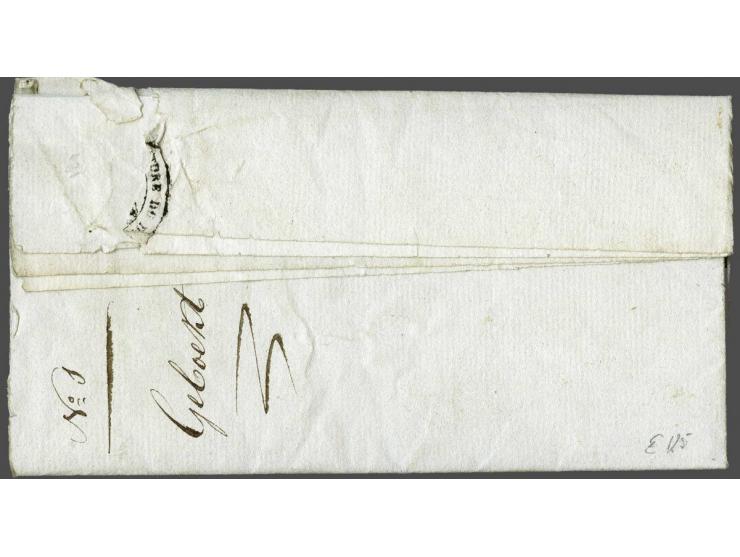 Complete frisse brief Groningen 19 juillet 1813 aan Messieurs les Membres Consistoire Israelite a Leuwarden met portvrijdom P