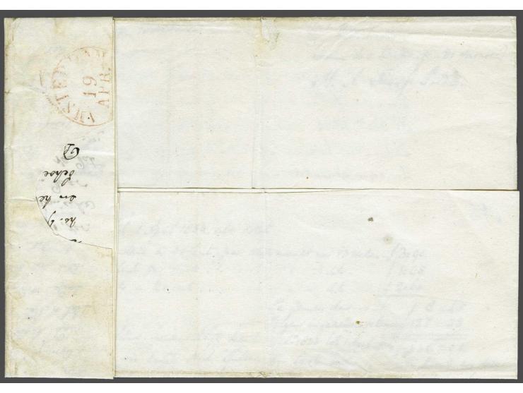 Complete vouwbrief naar Urk van Hindeloopen 10-4-1834 via Workum (geschreven op achterzijde) en Sneek abusievelijk naar Amste