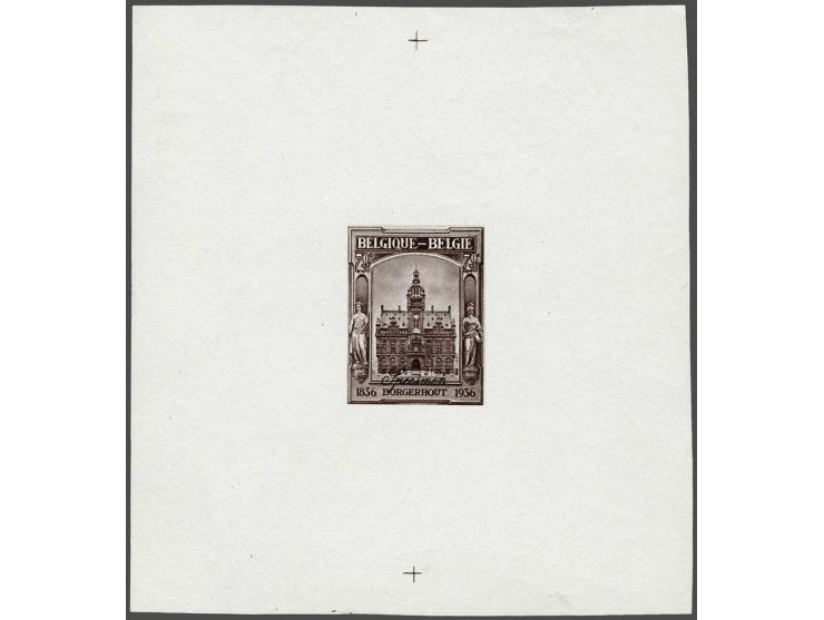Blok Borgerhout 70 centiem bruin met variëteit geheel ongetand en specimen opdruk, pracht ex. zonder gom, cat.w. 400