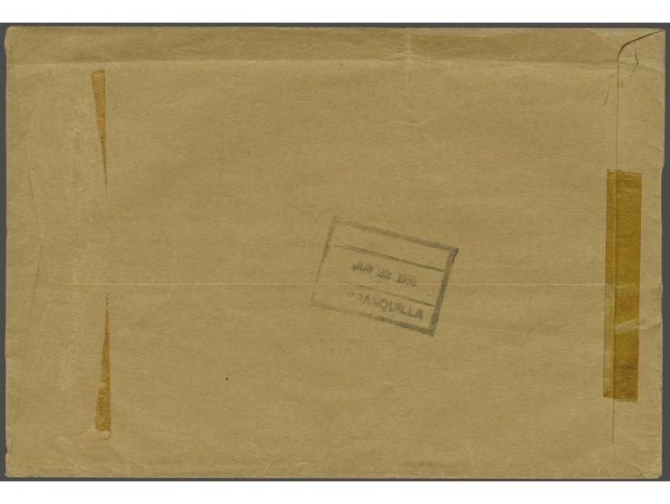 Lansa 5 centavos - 5 pesos on first day cover 22-6-1950 to Barranquilla (arrival mark on reverse) with cancel Correo Aereo vi