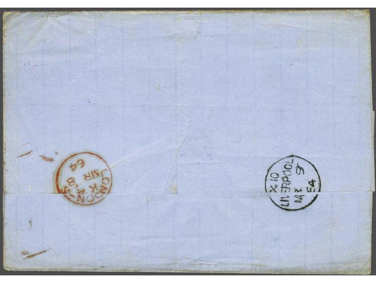 Napoléon III 40 centimes orange on entire from Havre via Southampton to Liverpool, the adhesive cancelled with the Southampto