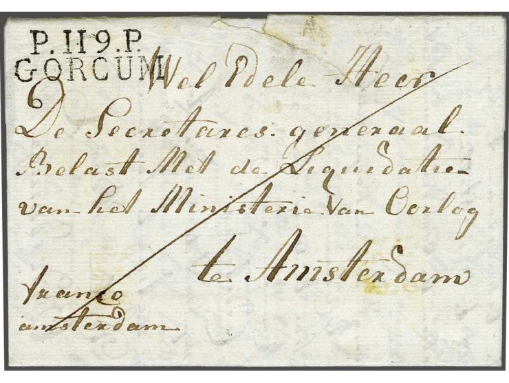 P.119.P. GORCUM mooie scherpe afdruk op vouwbrief 24-4-1811 naar Amsterdam, vroeg gebruik van het stempel, fris pracht ex.