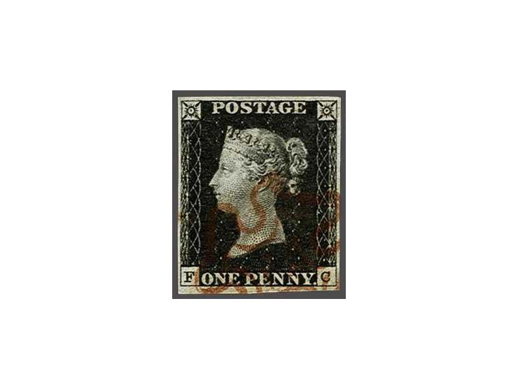 1840 penny black plate 2 lettered FC with red Maltese cross, a fine to very fine ex., cat.w. £ 425 