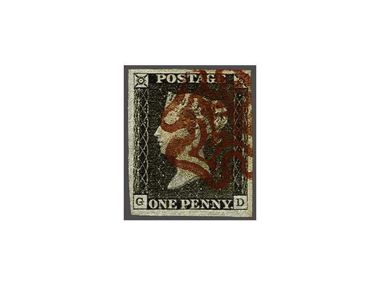 1840 penny black plate 2 lettered GD with red Maltese cross, a very fine ex., cat.v. £ 425 