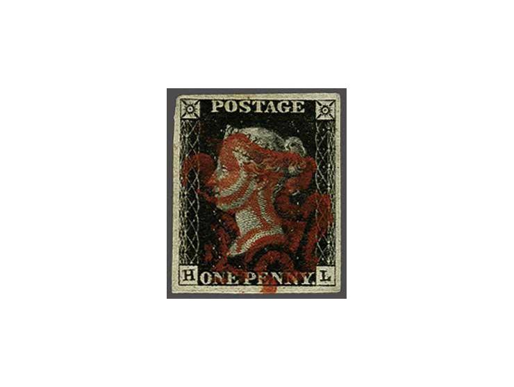 1840 penny black plate 6 lettered HL with crisp red Maltese cross, a fine to very fine ex., cat.v. £ 425 