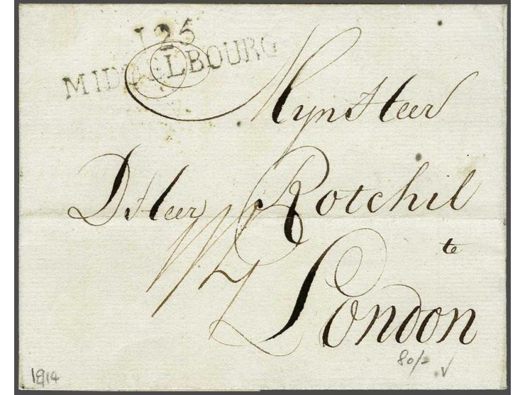  125 MIDDELBOURG pracht afdruk op omslag 1 May 1814 naar London