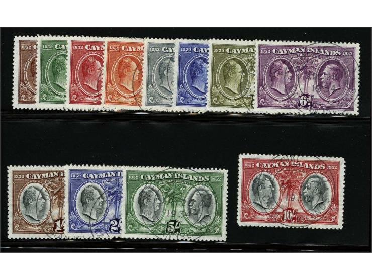 Centenary of the Assembly of Justices and Vestry ¼.d - 10s. all cancelled by Official Paid Grand Cayman 28-04-1934, a very fi