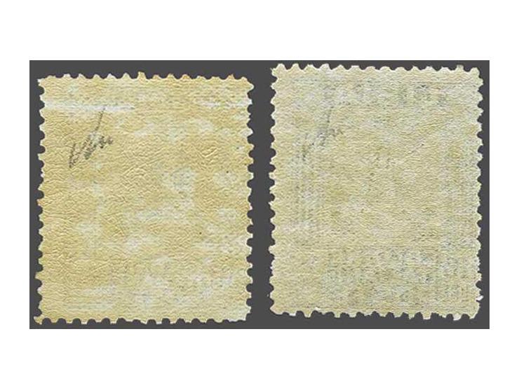 Roman Galley 50 centesimi black and olive green perforated 11 (Sassone no. 64) and Victory 10 lire dark blue and olive green 