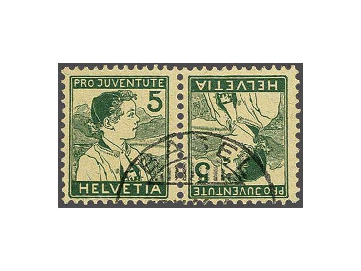 Pro Juventute 5 Rp in tête-bèche pair, cds BASEL, very fine, Zu.K11, cat.v. CHF 1500
